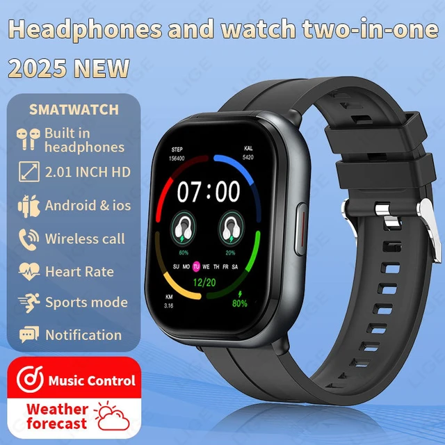 Alt view image 2 of 5 - D12 Smart Watch, 2.01" HD Square Screen, Bluetooth Calling, Heart Rate Blood Oxygen & Sleep Monitoring, Multiple Sports Modes, Weather Display, Step & Calorie Tracking, for iOS & Android WHITE