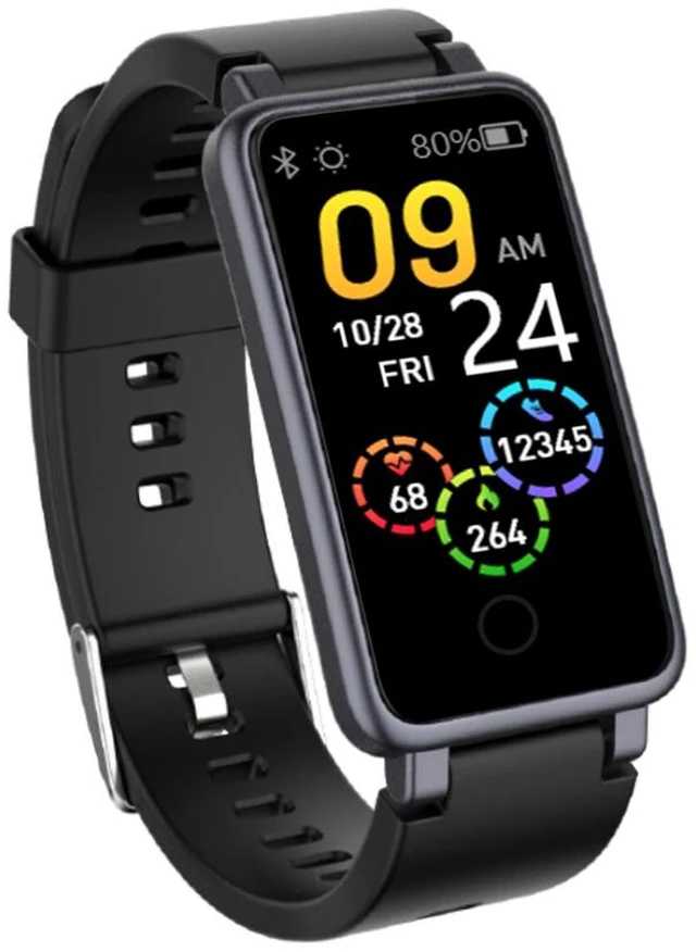 Main image of C2 PLUS Square Smart Watch, Bluetooth Calling, Health & Fitness Tracker with Sleep Monitoring, Step Heart Rate & Calorie Tracking, Waterproof, Silicone Band, Touch Screen for iOS & Android black