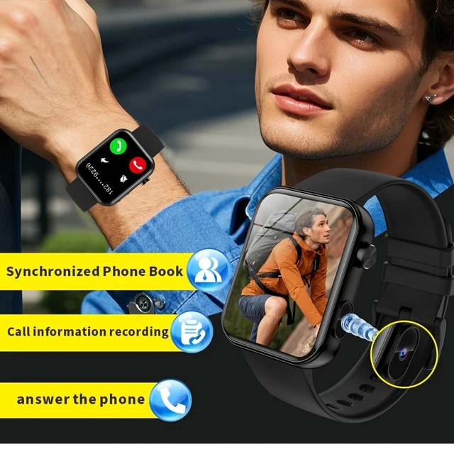 Alt view image 2 of 6 - P51 Square Smart Watch for Men Women, BT Call, Camera Photo Video Recording, Local Music Player, Sports Fitness Modes, Smartwatch for iOS Android