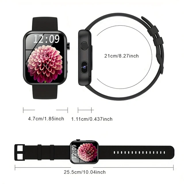 Alt view image 6 of 6 - P51 Square Smart Watch for Men Women, BT Call, Camera Photo Video Recording, Local Music Player, Sports Fitness Modes, Smartwatch for iOS Android