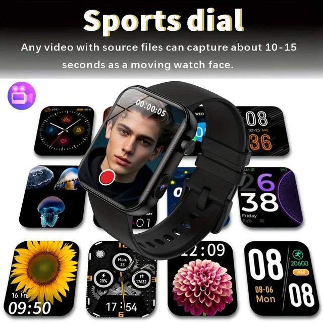 Alt view image 4 of 6 - P51 Square Smart Watch for Men Women, BT Call, Camera Photo Video Recording, Local Music Player, Sports Fitness Modes, Smartwatch for iOS Android PINK