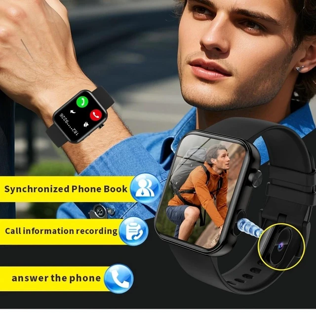 Alt view image 2 of 6 - P51 Square Smart Watch for Men Women, BT Call, Camera Photo Video Recording, Local Music Player, Sports Fitness Modes, Smartwatch for iOS Android PINK