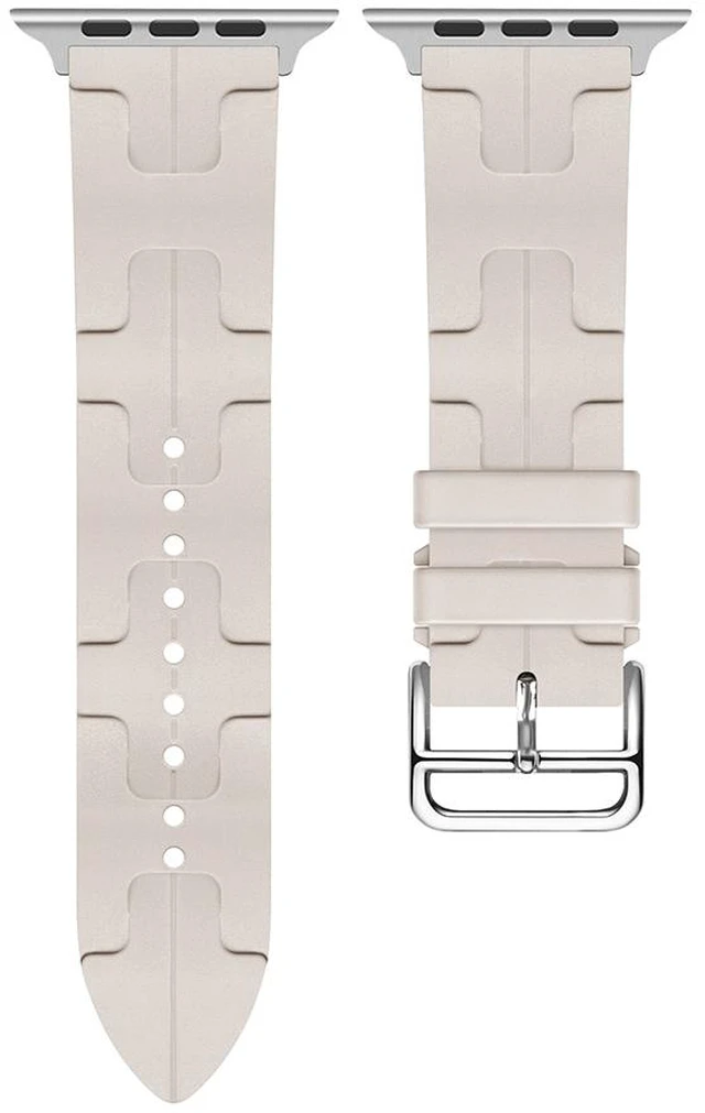 Main image of Silicone Sports Watch Band 2-Pack for Apple Watch, 38/40/41/42/44/45/49mm Replacement Strap, Soft Waterproof Sweat-Resistant Rubber Band for iWatch Series 8 7 6 5 4 3 2 SE Ultra Starlight+White-42mm