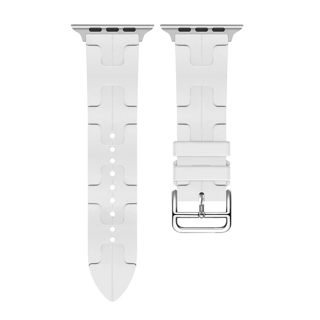 Alt view image 2 of 6 - Silicone Sports Watch Band 2-Pack for Apple Watch, 38/40/41/42/44/45/49mm Replacement Strap, Soft Waterproof Sweat-Resistant Rubber Band for iWatch Series 8 7 6 5 4 3 2 SE Ultra Starlight+White-42mm