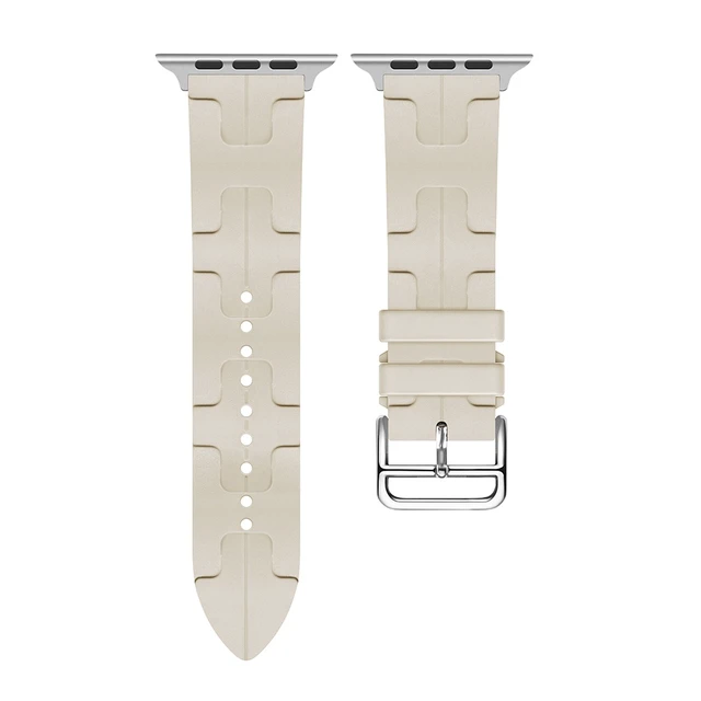 Alt view image 6 of 6 - Silicone Sports Watch Band 2-Pack for Apple Watch, 38/40/41/42/44/45/49mm Replacement Strap, Soft Waterproof Sweat-Resistant Rubber Band for iWatch Series 8 7 6 5 4 3 2 SE Ultra Starlight+White-42mm