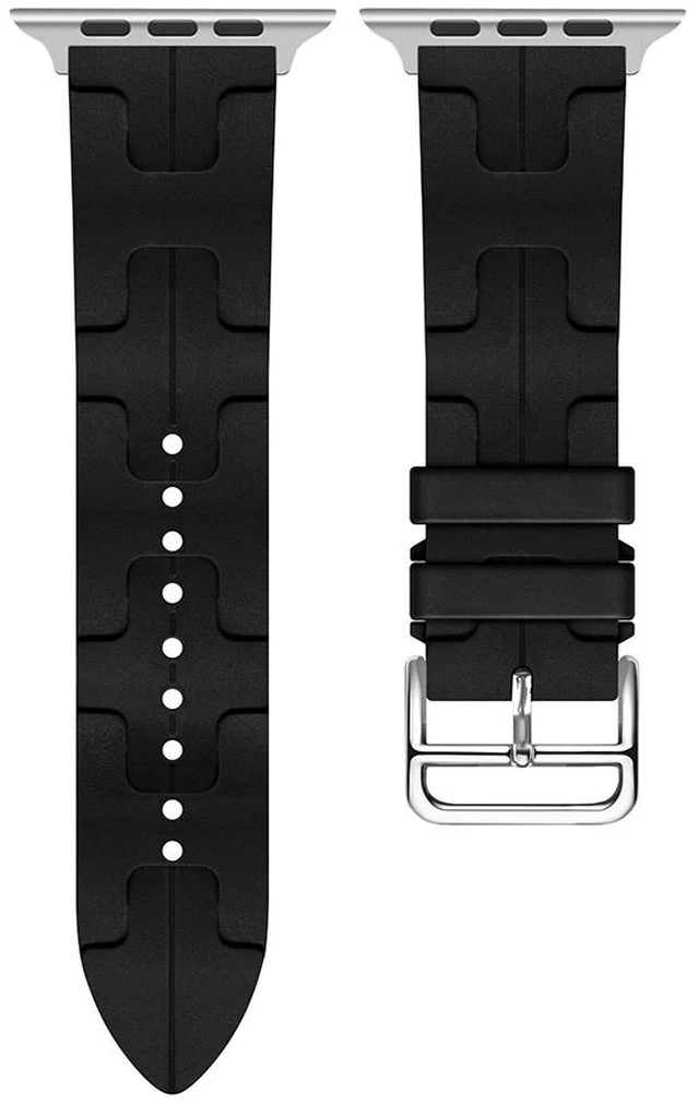 Alt view image 4 of 6 - Silicone Sports Watch Band 2-Pack for Apple Watch, 38/40/41/42/44/45/49mm Replacement Strap, Soft Waterproof Sweat-Resistant Rubber Band for iWatch Series 8 7 6 5 4 3 2 SE Ultra
