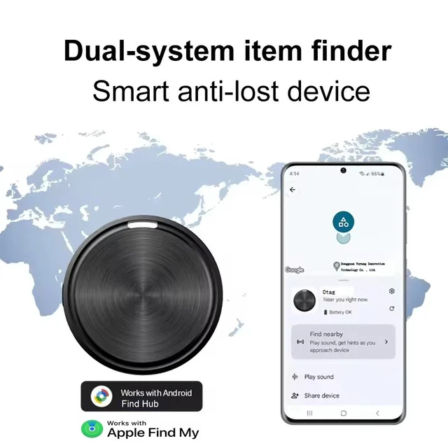 Alt view image 2 of 6 - Mini Smart Tracker, Bluetooth Anti-Lost Key Finder Locator Tag, Compact Round Design with Keyring Loop, for Keys, Bags, Luggage & Pets, Gift Box Packaging WHITE-F8