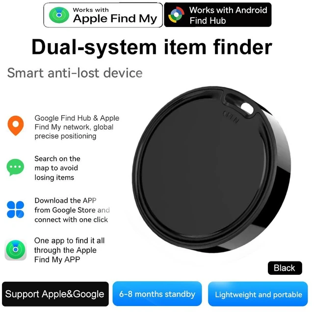 Alt view image 6 of 6 - Mini Smart Tracker, Bluetooth Anti-Lost Key Finder Locator Tag, Compact Round Design with Keyring Loop, for Keys, Bags, Luggage & Pets, Gift Box Packaging WHITE-F8