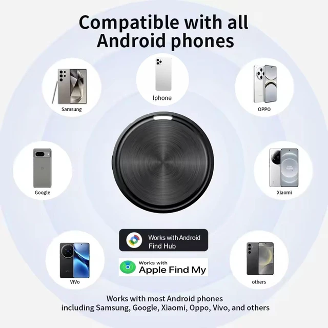 Alt view image 3 of 6 - Mini Smart Tracker, Bluetooth Anti-Lost Key Finder Locator Tag, Compact Round Design with Keyring Loop, for Keys, Bags, Luggage & Pets, Gift Box Packaging WHITE-F8