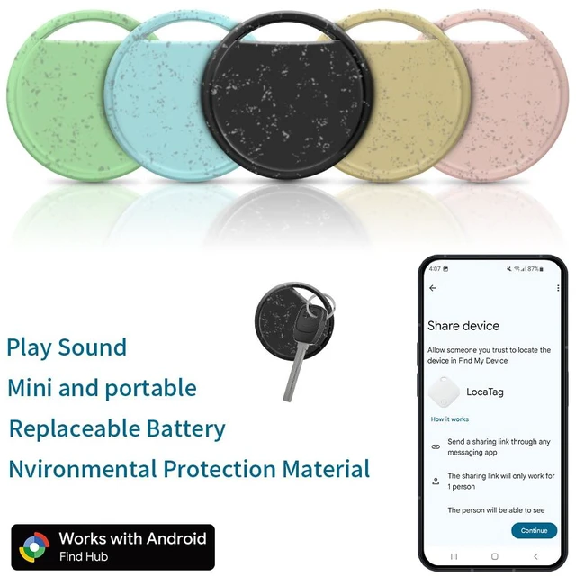 Alt view image 4 of 7 - RSH Smart Item Tracker for Android, Bluetooth Locator Tag for Keys, Luggage & Pets, Compact Anti-Lost Finder with App Support, Easy Setup Sky blue+Straw-pinkish purple
