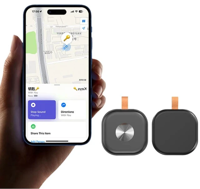 Alt view image 2 of 5 - Smart Tracker Tag for Android & iOS, Bluetooth Item Locator with Leather Loop, Compact Square Anti-Lost Finder for Keys, Bags, Luggage, Pets & Family,
