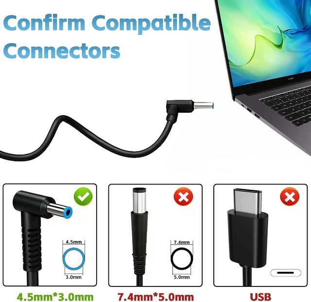 Alt view image 3 of 7 - 150W 135W Charger Compatible with HP Gaming Laptop 4.5x3.0mm Round Blue Tip
ZBook 15 16 17 15U 15V Fury G7 G8 Studio G9 G8 G7 G6 G5 G4 G3 OMEN Victus Pavilion AC Adapter | 19.5V 7.7A Power Supply Cord