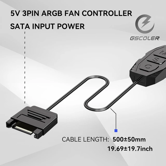 Alt view image 4 of 7 - ARGB Controller Kit with 17 Key Remote Control, Mini RGB PC Fans Controller Kit - Multiple Lighting Modes Control for RGB Case Fans, ARGB Splitter, PC LED Strip, Air Cooler (SATA Power)-3pcs