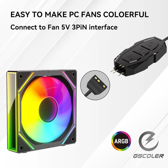 Alt view image 7 of 7 - ARGB Controller Kit with 17 Key Remote Control, Mini RGB PC Fans Controller Kit - Multiple Lighting Modes Control for RGB Case Fans, ARGB Splitter, PC LED Strip, Air Cooler (SATA Power)-3pcs