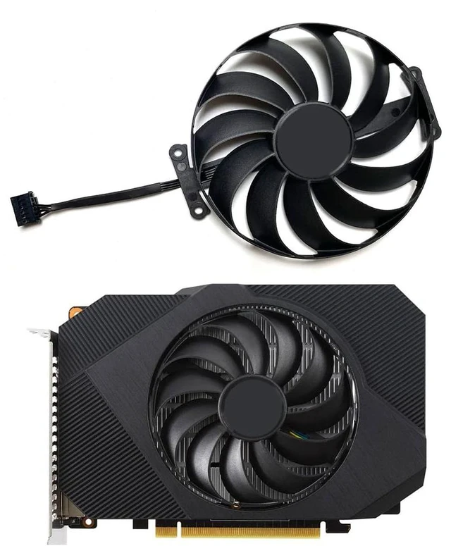 Alt view image 5 of 6 - Graphics Card Cooling Fans Suitable for ASUS Phoenix GTX 1650 RTX 3050 3060 RX 6400 Series FDC10U12D9-C 95mm 12V 0.45A 6 Pin 4 Wires Desktop Video Card Cooler Fans GPU Fan
