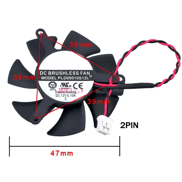 Alt view image 6 of 6 - Graphics Card Cooling Fan Replacement for Gigabyte GT 1030 2G GT 730 for ZOTAC GT 210 220 N9500 N8600GT for MSI GTX 720 GT 1030 N720 Video Card Cooler Fans PLD05010S12L 47mm 12V 0.1A 2 Pin