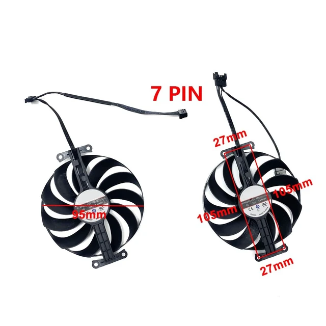 Alt view image 5 of 7 - Graphics Card Cooling Fans Suitable for ASUS ATS RTX 3060 Dual RTX 3060Ti 3070 Series Desktop FDC10U12S9-C 95mm 12V 0.45A 7Pin 6wires Video Card Cooler Fans GPU Fan-4pcs