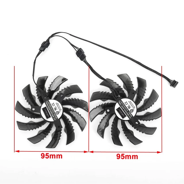 Alt view image 5 of 5 - 95MM PLD10010S12H GPU Replacement Cooling Fan for Gigabyte GTX 1650 Video Card RTX 2060/2070 Graphics Card Fan (Fan-AB)-2PCS