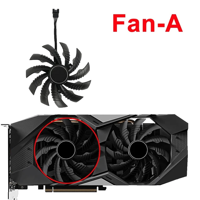 Alt view image 3 of 5 - 95MM PLD10010S12H GPU Replacement Cooling Fan for Gigabyte GTX 1650 Video Card RTX 2060/2070 Graphics Card Fan (Fan-AB)-2PCS