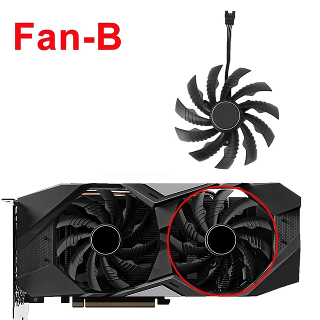 Alt view image 4 of 5 - 95MM PLD10010S12H GPU Replacement Cooling Fan for Gigabyte GTX 1650 Video Card RTX 2060/2070 Graphics Card Fan (Fan-AB)-2PCS