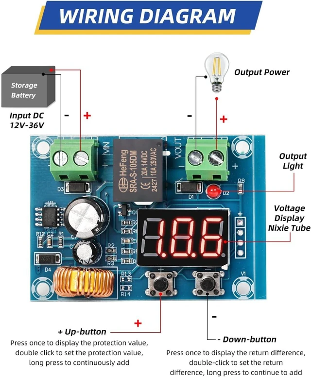 Alt view image 5 of 7 - 12V-36V DC Voltage Protection Module Digital Low Voltage Protector Disconnect Switch Cut Off Over Discharge Protection Module Pack of 4