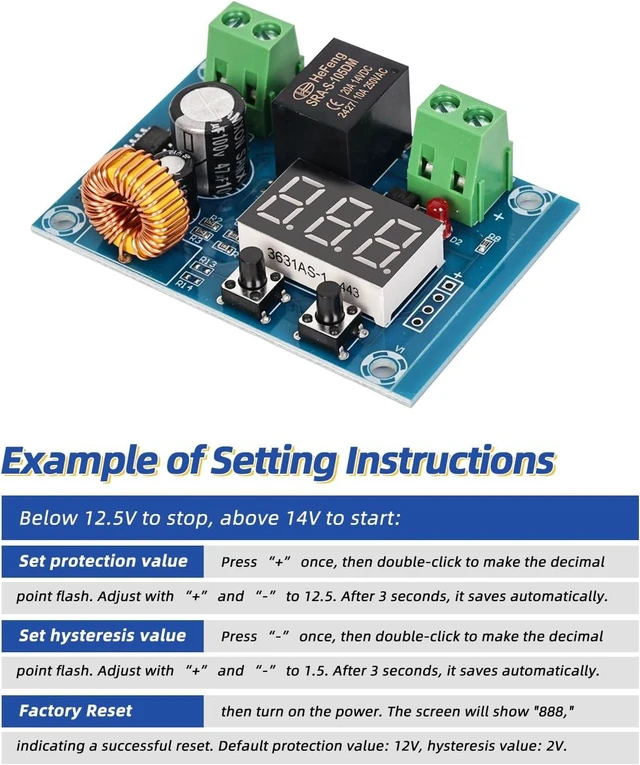 Alt view image 4 of 7 - 12V-36V DC Voltage Protection Module Digital Low Voltage Protector Disconnect Switch Cut Off Over Discharge Protection Module Pack of 4