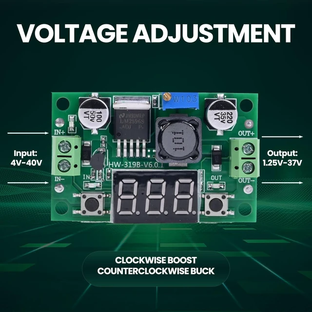 Alt view image 2 of 7 - 10PCS LM2596 DC-DC Buck Power Converter Module, Adjustable Voltage Regulator 4-40V to 1.25-37V Buck Converter with LED Voltmeter Display