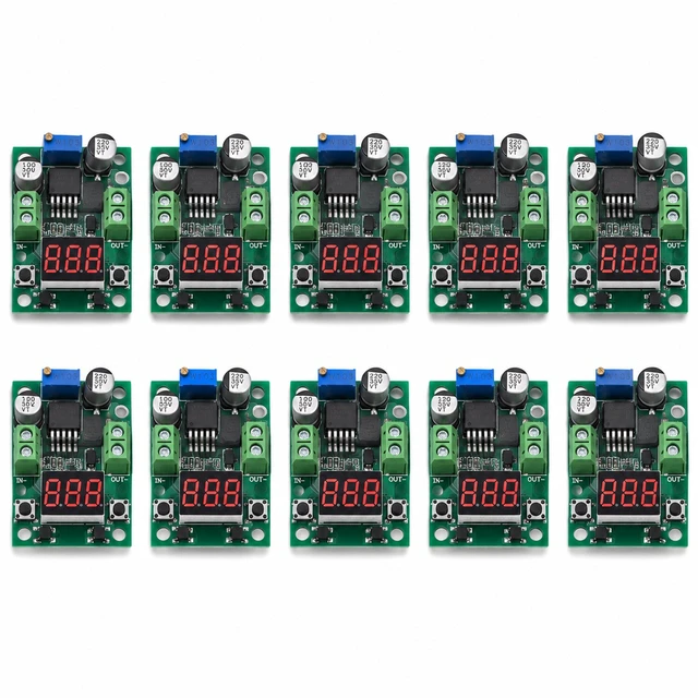 Main image of 10PCS LM2596 DC-DC Buck Power Converter Module, Adjustable Voltage Regulator 4-40V to 1.25-37V Buck Converter with LED Voltmeter Display
