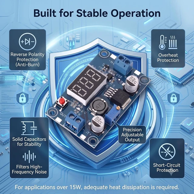 Alt view image 7 of 7 - 10PCS LM2596 DC-DC Buck Converter Module Adjustable Step-Down Vol with LED
Regulator 4.0-40V Input to 1.25-37V Output, 3A Peak Power Module with LED Voltmeter Display