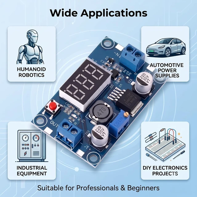 Alt view image 6 of 7 - 10PCS LM2596 DC-DC Buck Converter Module Adjustable Step-Down Vol with LED
Regulator 4.0-40V Input to 1.25-37V Output, 3A Peak Power Module with LED Voltmeter Display