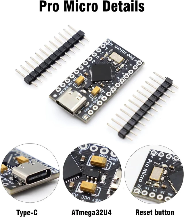 Alt view image 6 of 7 - Pro Micro with Atmega32U4 chip Development Board, AYWHP 1 PCS Pro Micro 5V/16MHz Nano microcontroller Development Board with Built-in USB updater Type-C Interface Compatible with Arduino IDE-5pcs