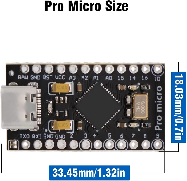 Alt view image 5 of 7 - Pro Micro with Atmega32U4 chip Development Board, AYWHP 1 PCS Pro Micro 5V/16MHz Nano microcontroller Development Board with Built-in USB updater Type-C Interface Compatible with Arduino IDE-5pcs