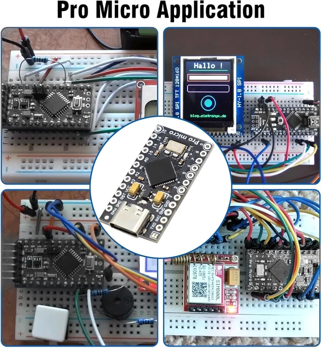 Alt view image 7 of 7 - Pro Micro with Atmega32U4 chip Development Board, AYWHP 1 PCS Pro Micro 5V/16MHz Nano microcontroller Development Board with Built-in USB updater Type-C Interface Compatible with Arduino IDE-5pcs