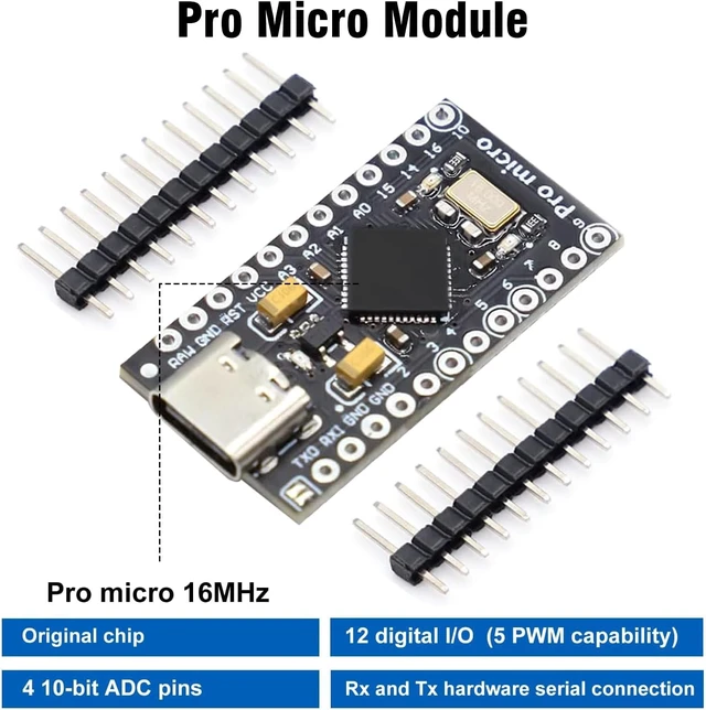 Alt view image 3 of 7 - Pro Micro with Atmega32U4 chip Development Board, AYWHP 1 PCS Pro Micro 5V/16MHz Nano microcontroller Development Board with Built-in USB updater Type-C Interface Compatible with Arduino IDE-5pcs