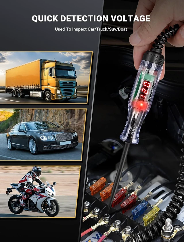 Alt view image 7 of 7 - Automotive Test Light with 3-48V LED Digital Voltage Display, Auto Circuit Tester with Voltmeter & Dual Color Polarity Indicate, Electric Test Pen w/Stainless Probe for Car/Truck/SUV Checker-2pcs