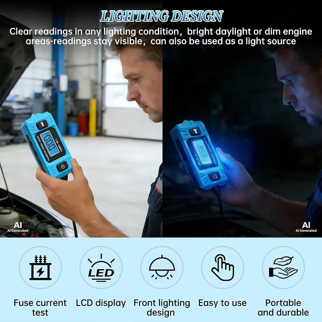 Alt view image 7 of 7 - Car Fuse Tester,Automotive Circuit Tester(0.01A~19.99A) with Battery
Automotive Circuit Fault Probe Tester with Led Display & Front Lighting,Max Load 20a 48v/10s for Various Vehicles