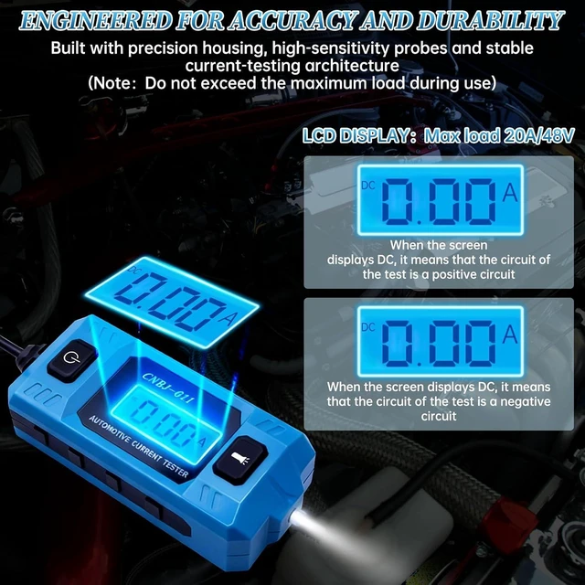 Alt view image 5 of 7 - Car Fuse Tester,Automotive Circuit Tester(0.01A~19.99A) with Battery
Automotive Circuit Fault Probe Tester with Led Display & Front Lighting,Max Load 20a 48v/10s for Various Vehicles