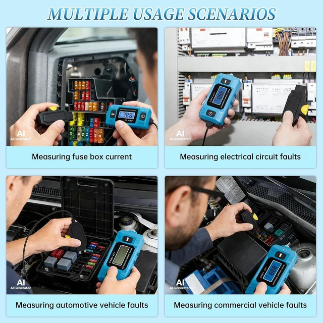 Alt view image 6 of 7 - Car Fuse Tester,Automotive Circuit Tester(0.01A~19.99A) with Battery
Automotive Circuit Fault Probe Tester with Led Display & Front Lighting,Max Load 20a 48v/10s for Various Vehicles