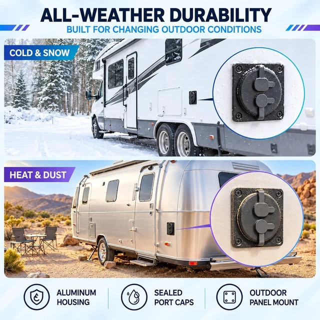 Alt view image 4 of 7 - 2 in1 Wall Pass Through Socket, RJ45 & DC Port, for Starlink Mini Gen3/4/4X
IP67 waterproof aluminum bulkhead panel connector combines ethernet and DC port in one socket,for rv boat trailer use