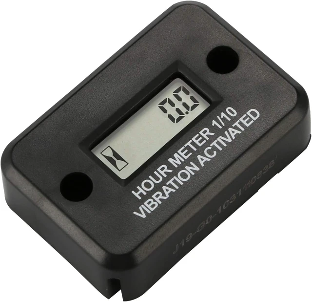 Alt view image 2 of 5 - Vibration Hour Meter Gauge for Engine, Generator & Lawn Mower,No wiring, battery powered, waterproof construction, 0.1hr LCD gauge, max 99999hrs, Ø4mm mounting holes