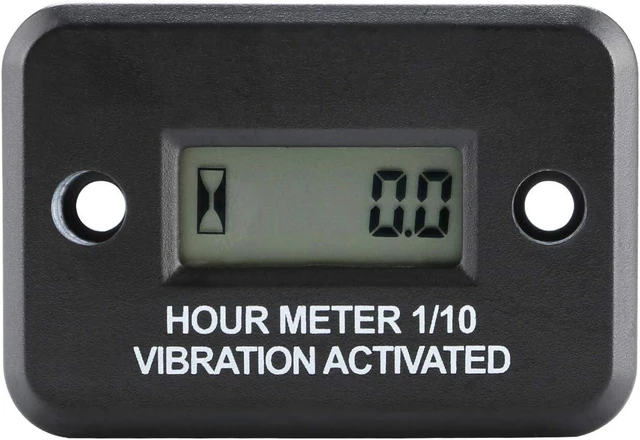 Main image of Vibration Hour Meter Gauge for Engine, Generator & Lawn Mower,No wiring, battery powered, waterproof construction, 0.1hr LCD gauge, max 99999hrs, Ø4mm mounting holes