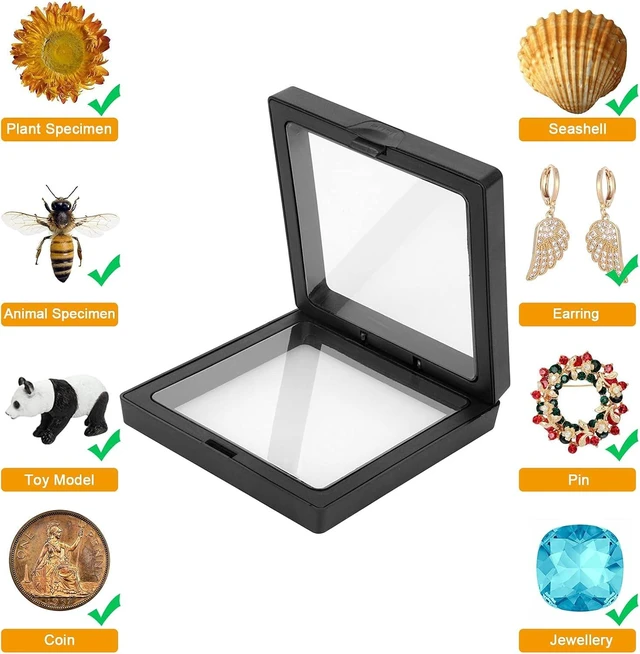 Alt view image 4 of 7 - 10PCS 3D Floating Display Case Frames for Coins Jewelry Holder
2 Sizes with Clear PE Film, Floating Frame Display Case for Challenge Coin, Arrowhead, Jewelry, Gemstone, Medal and Specimen
