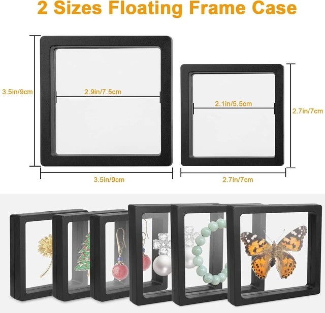 Alt view image 2 of 7 - 10PCS 3D Floating Display Case Frames for Coins Jewelry Holder
2 Sizes with Clear PE Film, Floating Frame Display Case for Challenge Coin, Arrowhead, Jewelry, Gemstone, Medal and Specimen