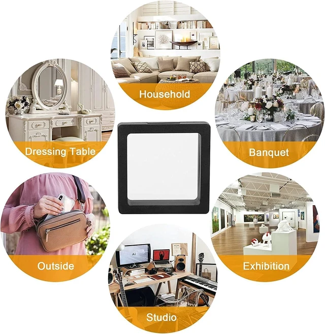 Alt view image 3 of 7 - 10PCS 3D Floating Display Case Frames for Coins Jewelry Holder
2 Sizes with Clear PE Film, Floating Frame Display Case for Challenge Coin, Arrowhead, Jewelry, Gemstone, Medal and Specimen
