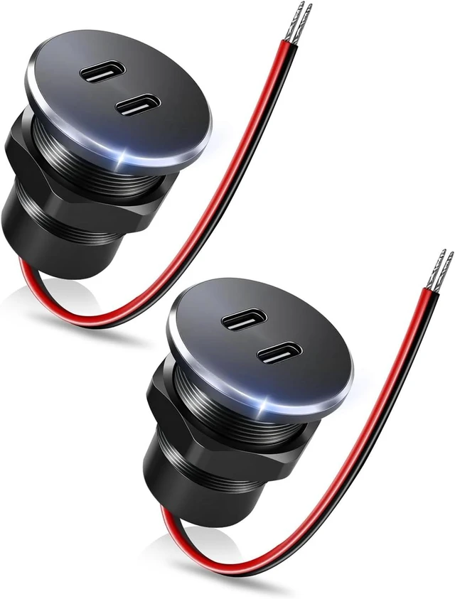 Main image of 2PCS Vadaxx Aluminum 12V RV USB Outlet Wall Mount Recessed Panel Car Plug
Dual 36W PD3.0 Type-C Fast Charger Port, 12/24V, Cigarette Lighter Socket Replacement, Automotive Power Plug Adapter for Boat