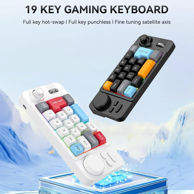 Alt view image 5 of 7 - Color Illuminated 19 Small Gaming Keyboard Customizable Joystick Double Macroed Wheel Hot Swappable Switches Gamimg Mechanical Keyboard