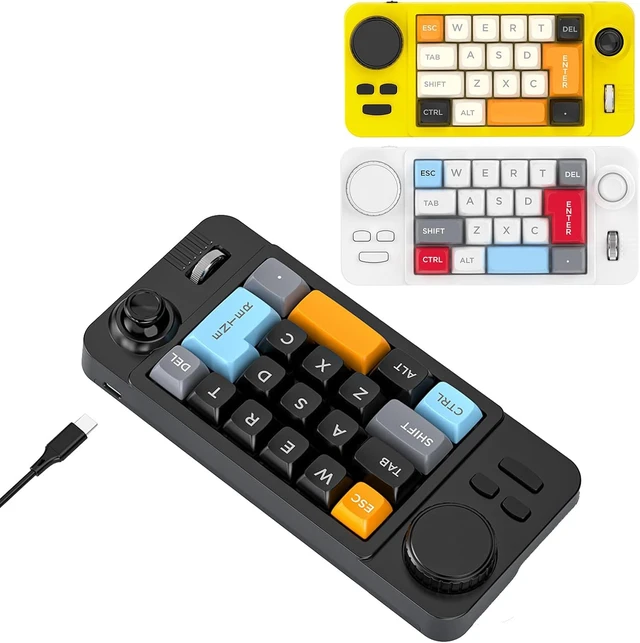 Alt view image 2 of 7 - Color Illuminated 19 Small Gaming Keyboard Customizable Joystick Double Macroed Wheel Hot Swappable Switches Gamimg Mechanical Keyboard