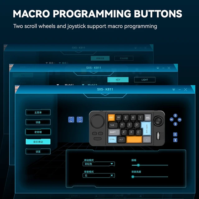 Alt view image 6 of 7 - Color Illuminated 19 Small Gaming Keyboard Customizable Joystick Double Macroed Wheel Hot Swappable Switches Gamimg Mechanical Keyboard
