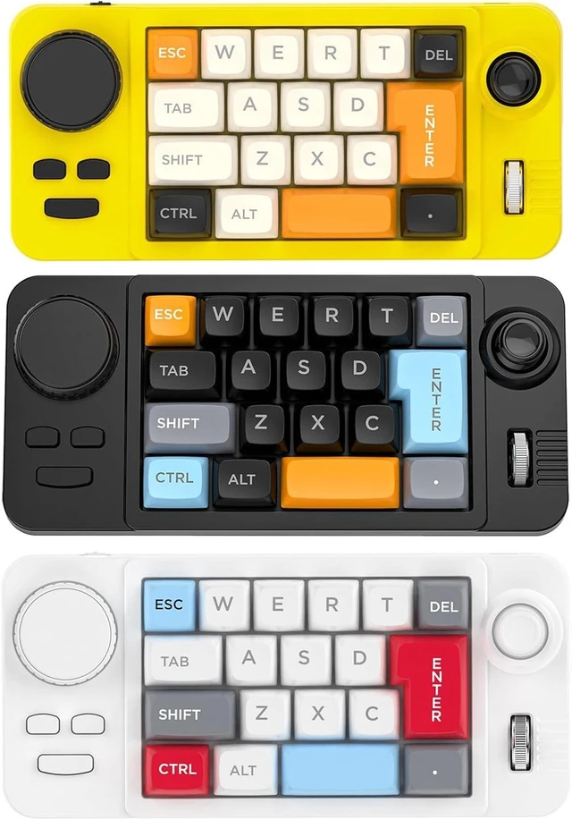 Alt view image 5 of 6 - Color Illuminated 19 Small Gaming Keyboard Customizable Joystick Double Macroed Wheel Hot Swappable Switches Gamimg Mechanical Keyboard White