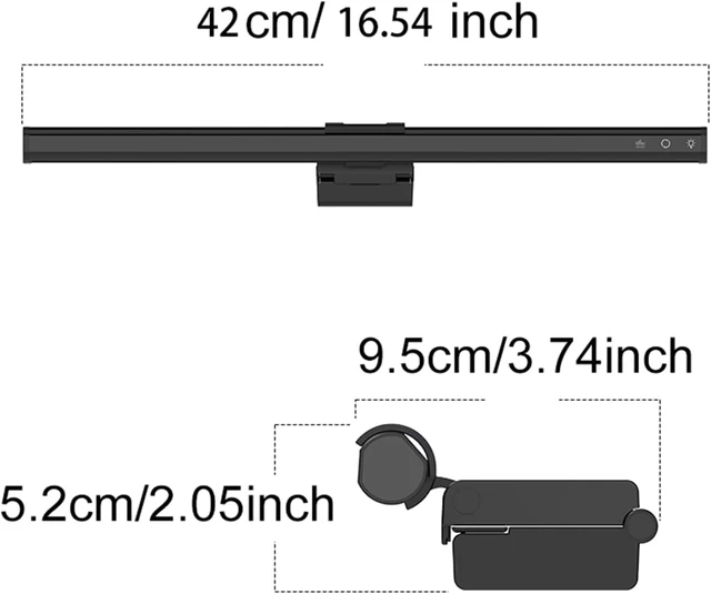 Alt view image 5 of 6 - 16.6" RGB Monitor Light Bar, LED Lighting for Flat Computer Monitors
LED anti-glare monitor lighting eases eye fatigue, RGB modes, scratch-proof clip, adjustable brightness, USB plug & play